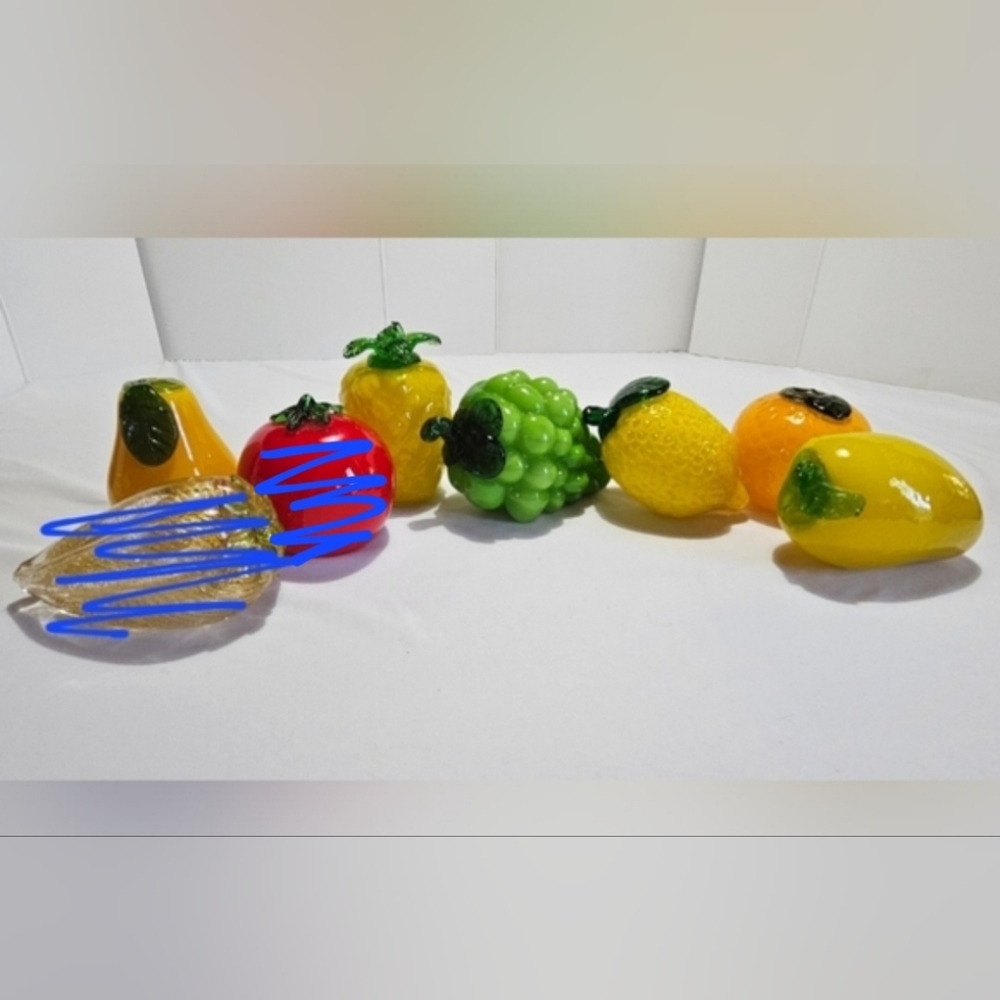 Murano Style Glass Fruit Lot • Vintage Art Glass